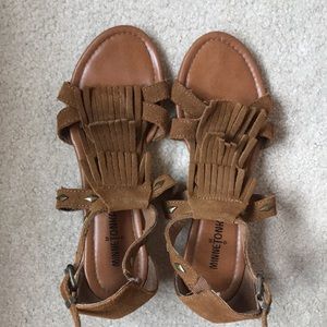 Minnetonka Leather Brown Sandals Size 8